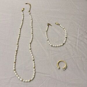 Missoma Pearls Necklace Bracelet & Ring Set
